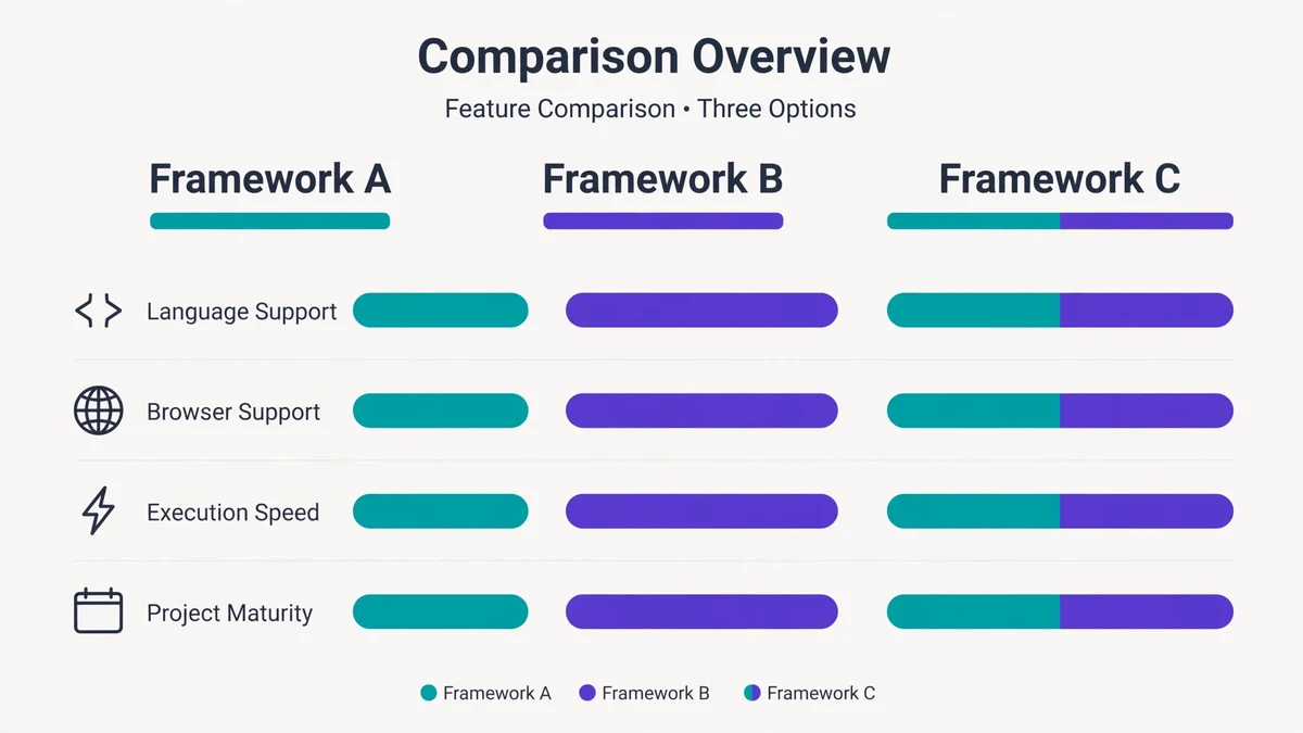 Infografik perbandingan tiga framework browser automation